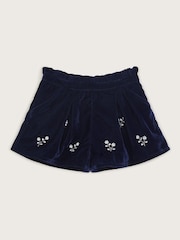 Monsoon Blue Flower Embellished Velvet Shorts - Image 1 of 2