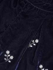 Monsoon Blue Flower Embellished Velvet Shorts - Image 2 of 2