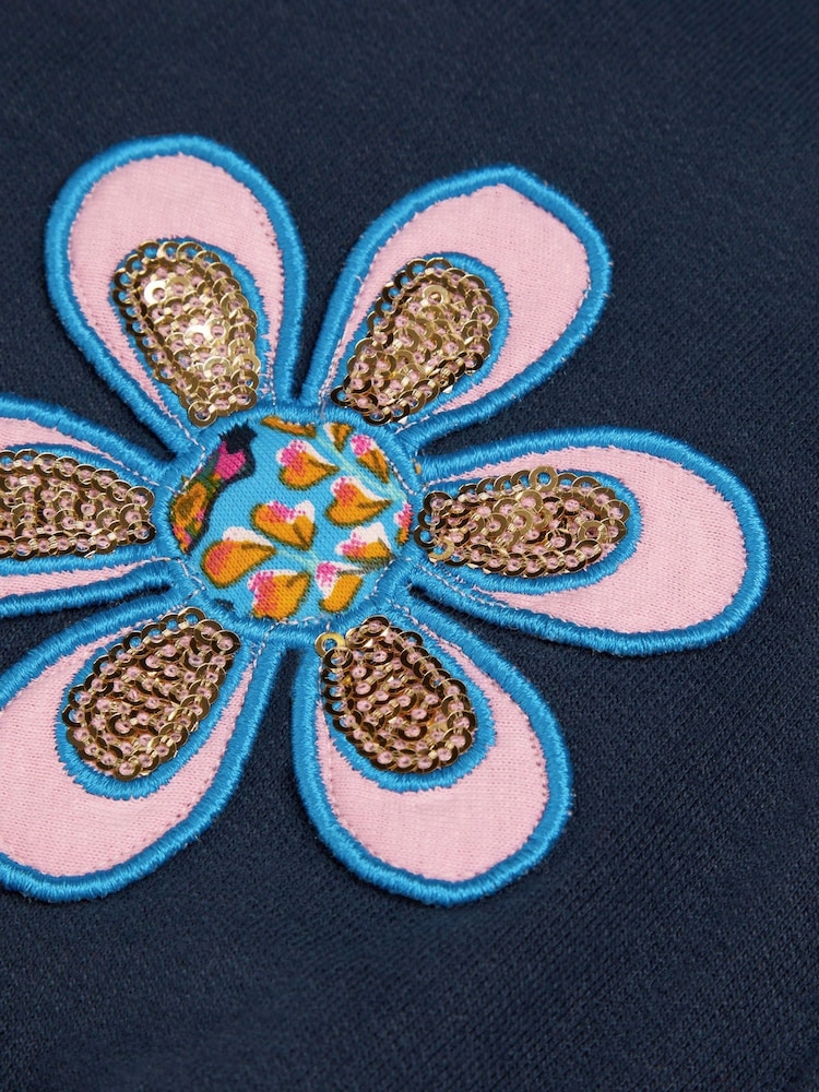 Monsoon Blue Embroidered Zip-Up 100% Cotton Hoodie - Image 2 of 2