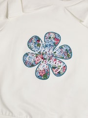 Monsoon Cream Embroidered Ruffle 100% Cotton Sweatshirt and Leggings Set - Image 2 of 2