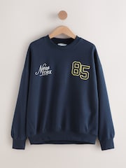 Navy Graphic New York City Crewneck Sweatshirt - Image 7 of 10