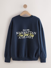 Navy Graphic New York City Crewneck Sweatshirt - Image 8 of 10