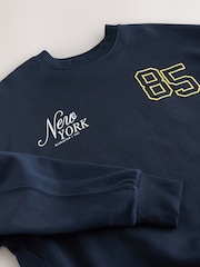 Navy Graphic New York City Crewneck Sweatshirt - Image 9 of 10