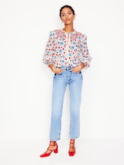 Boden Cream Effie Smocked Blouse - Image 3 of 5