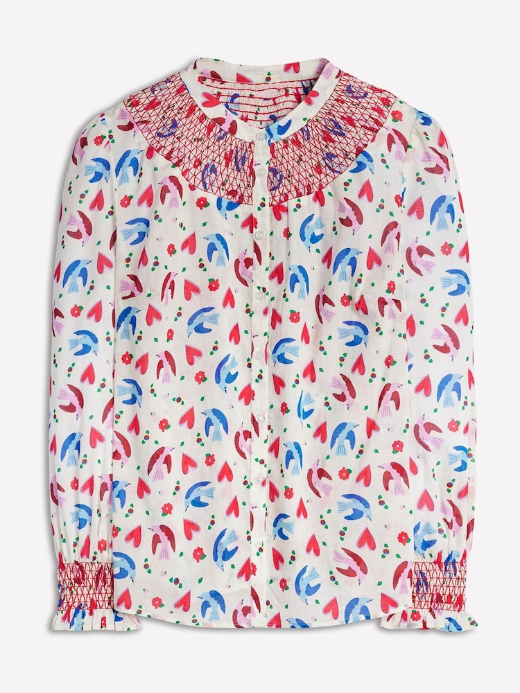 Boden Cream Effie Smocked Blouse - Image 5 of 5