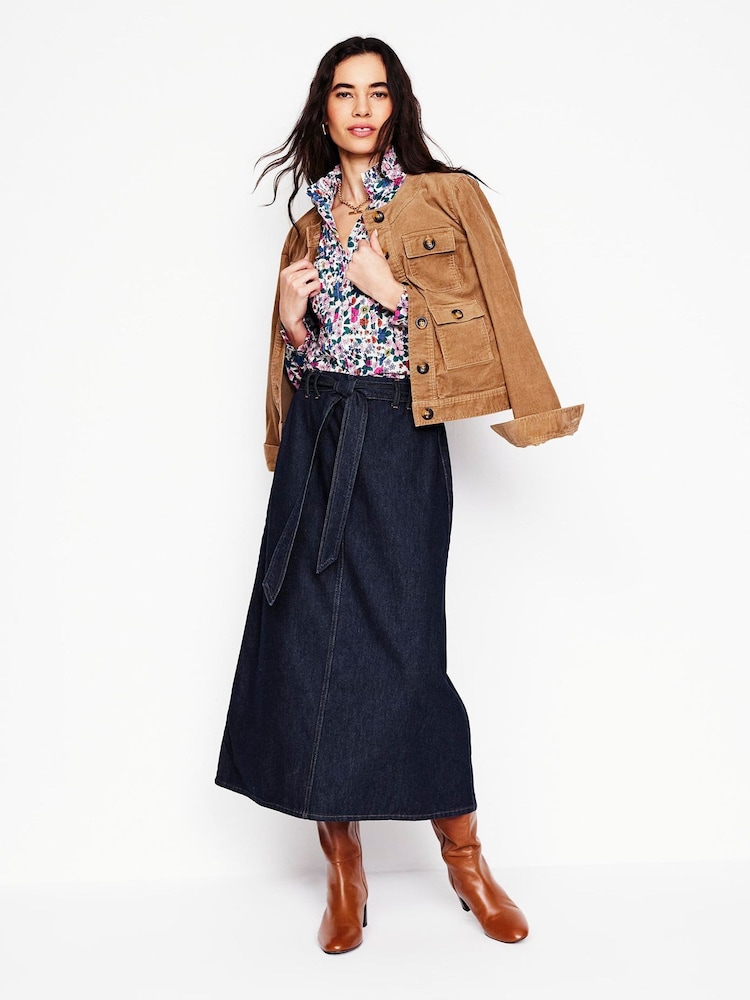 Boden Blue Denim Maxi 100% Cotton Skirt - Image 1 of 5