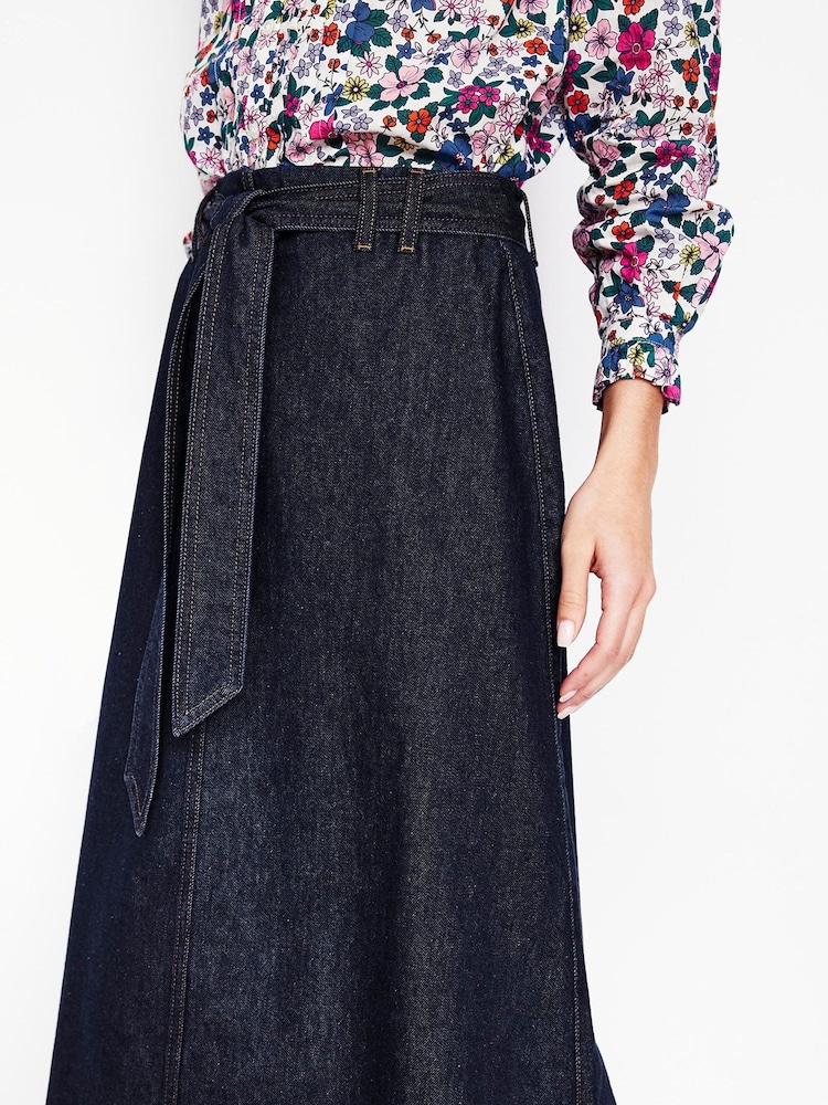 Boden Blue Denim Maxi 100% Cotton Skirt - Image 2 of 5