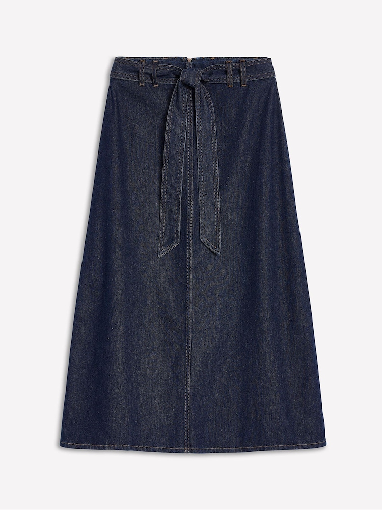 Boden Blue Denim Maxi 100% Cotton Skirt - Image 5 of 5