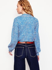 Boden Blue Smocked Jersey Shirt - Image 2 of 5