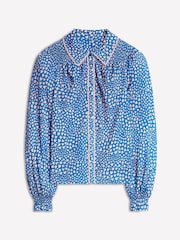 Boden Blue Smocked Jersey Shirt - Image 5 of 5
