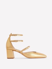 Boden Gold Multi Strap Block Heel Pumps - Image 2 of 4
