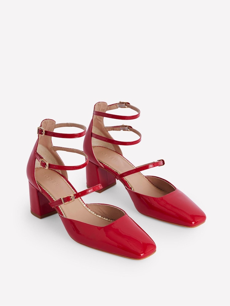 Boden Red Multi Strap Block Heel Pumps - Image 3 of 4