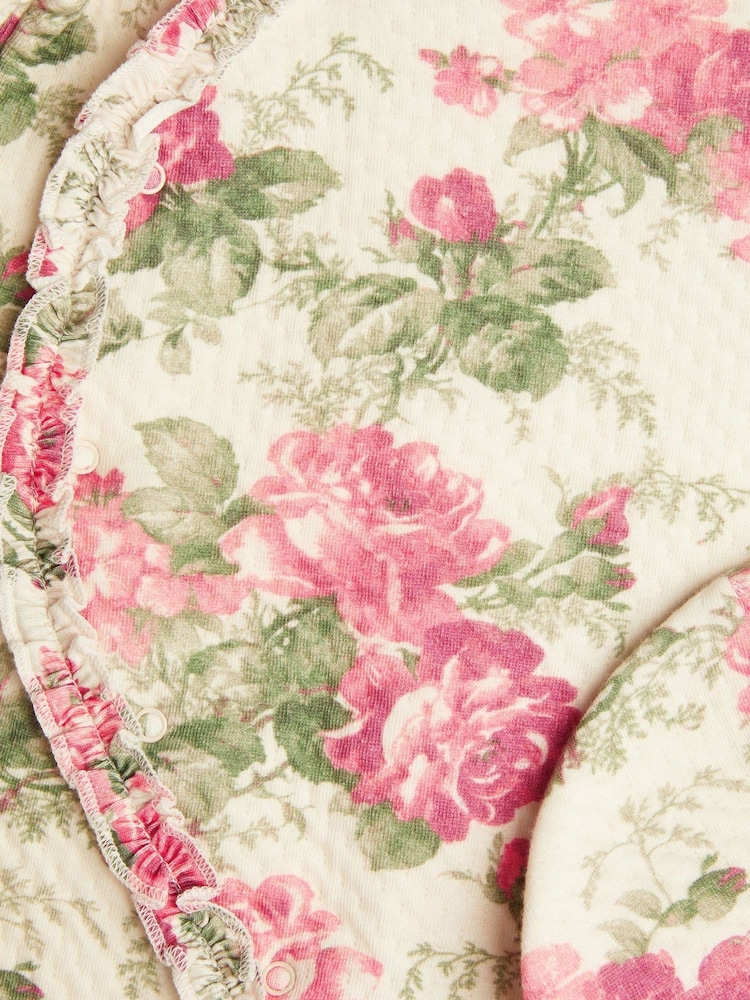 Monsoon Natural Newborn Betsy Floral Sleepsuit and Hat Set - Image 2 of 2