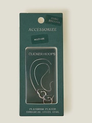 Accessorize Silver Platinum Plated Surgical Steel Pavé Clicker Hoops 2 Pack - Image 2 of 2