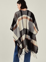 Accessorize Black Check Cape Poncho - Image 2 of 4