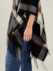 Accessorize Black Check Cape Poncho - Image 3 of 4