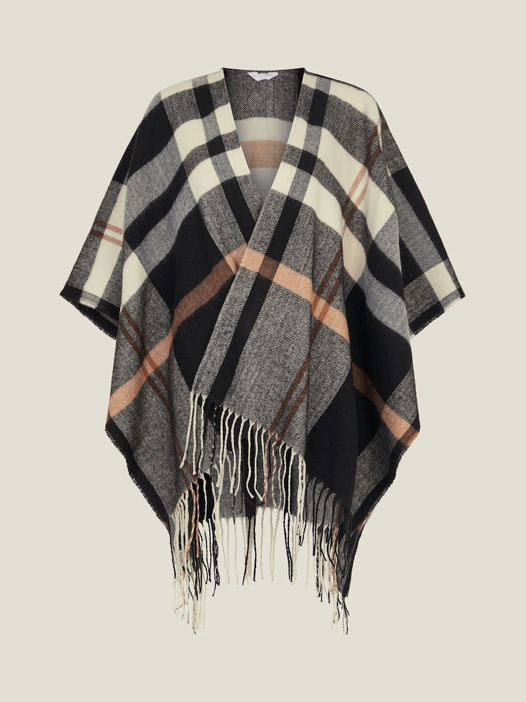 Accessorize Black Check Cape Poncho - Image 4 of 4 Accessorize Black Check Cape Poncho - Image 4 of 4