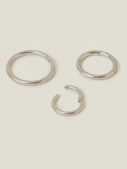 Accessorize Silver Platinum Plated Surgical Steel Clicker Hoops 3 Pack - Image 1 of 2