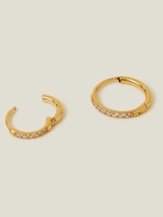 Accessorize 14ct platirano kirurško jeklo Clicker Hoops - Slika 1 iz 2