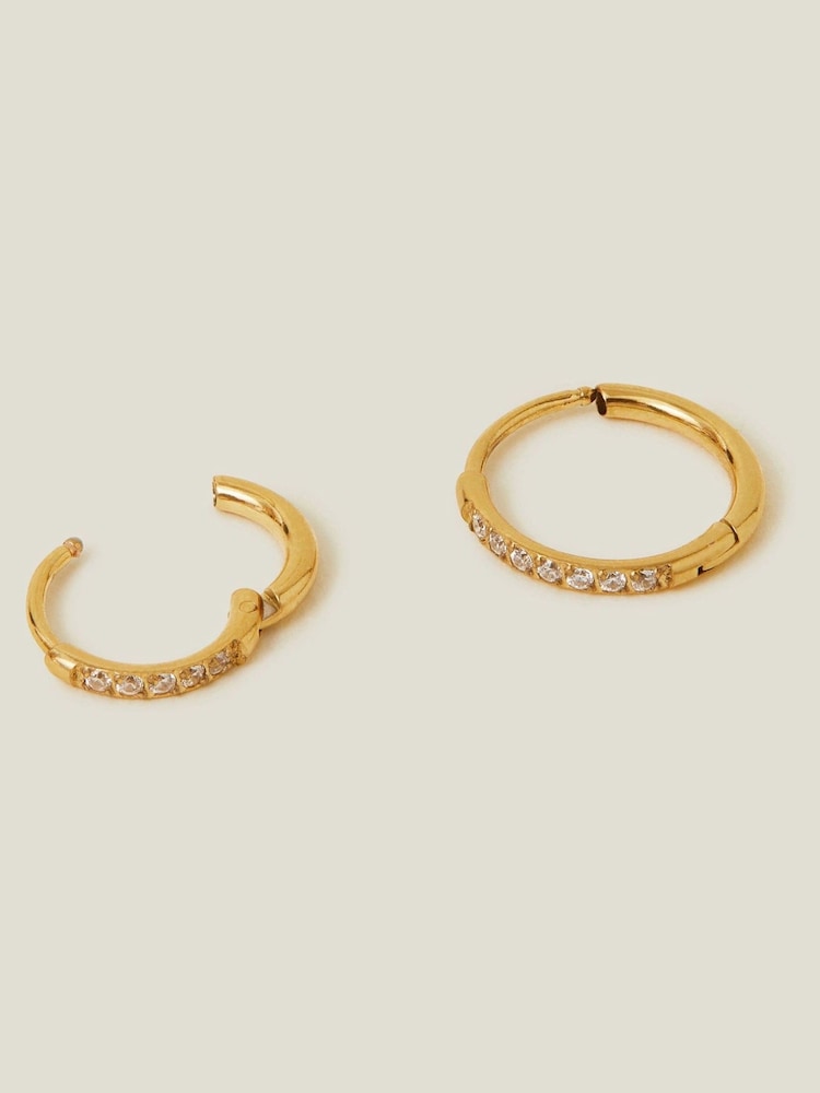 Accessorize 14ct platirano kirurško jeklo Clicker Hoops - Slika 1 iz 2