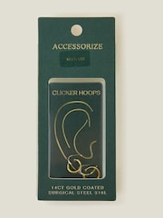 Accessorize 14ct platirano kirurško jeklo Clicker Hoops - Slika 2 iz 2