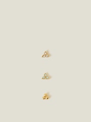 Accessorize Gold 14ct Plated Crystal Flatback Stud Earrings 3 Pack - Image 2 of 3