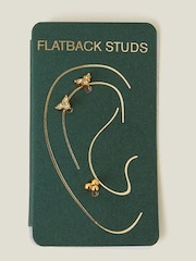 Accessorize Gold 14ct Plated Crystal Flatback Stud Earrings 3 Pack - Image 3 of 3