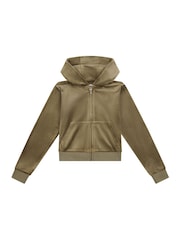 Juicy Couture Green Girls Tonal Velour Zip Up Hoodie - Image 5 of 7