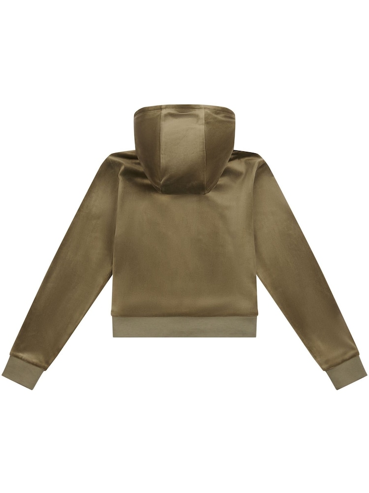 Juicy Couture Green Girls Tonal Velour Zip Up Hoodie - Image 6 of 7