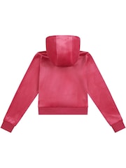 Juicy Couture Pink Girls Tonal Velour Zip Up Hoodie - Image 6 of 7