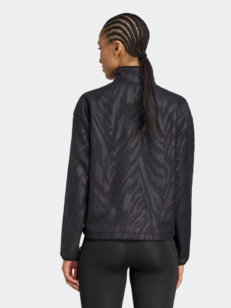 adidas Black All-Over Print Polarfleece Half Zip Sweatshirt - Image 2 of 5