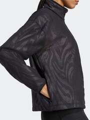 adidas Black All-Over Print Polarfleece Half Zip Sweatshirt - Image 5 of 5