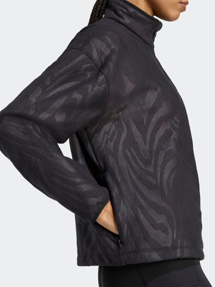 adidas Black All-Over Print Polarfleece Half Zip Sweatshirt - Image 5 of 5 adidas Black All-Over Print Polarfleece Half Zip Sweatshirt - Image 5 of 5