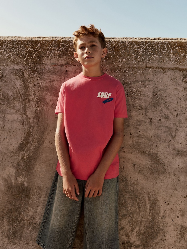 Red Surf Simple Short Sleeve 100% Cotton T-Shirt (3-16yrs) - Image 2 of 9