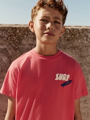 Red Surf Simple Short Sleeve 100% Cotton T-Shirt (3-16yrs) - Image 3 of 9