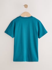 Teal Blue Palm Simple Short Sleeve 100% Cotton T-Shirt (3-16yrs) - Image 2 of 4