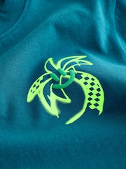 Teal Blue Palm Simple Short Sleeve 100% Cotton T-Shirt (3-16yrs) - Image 3 of 4