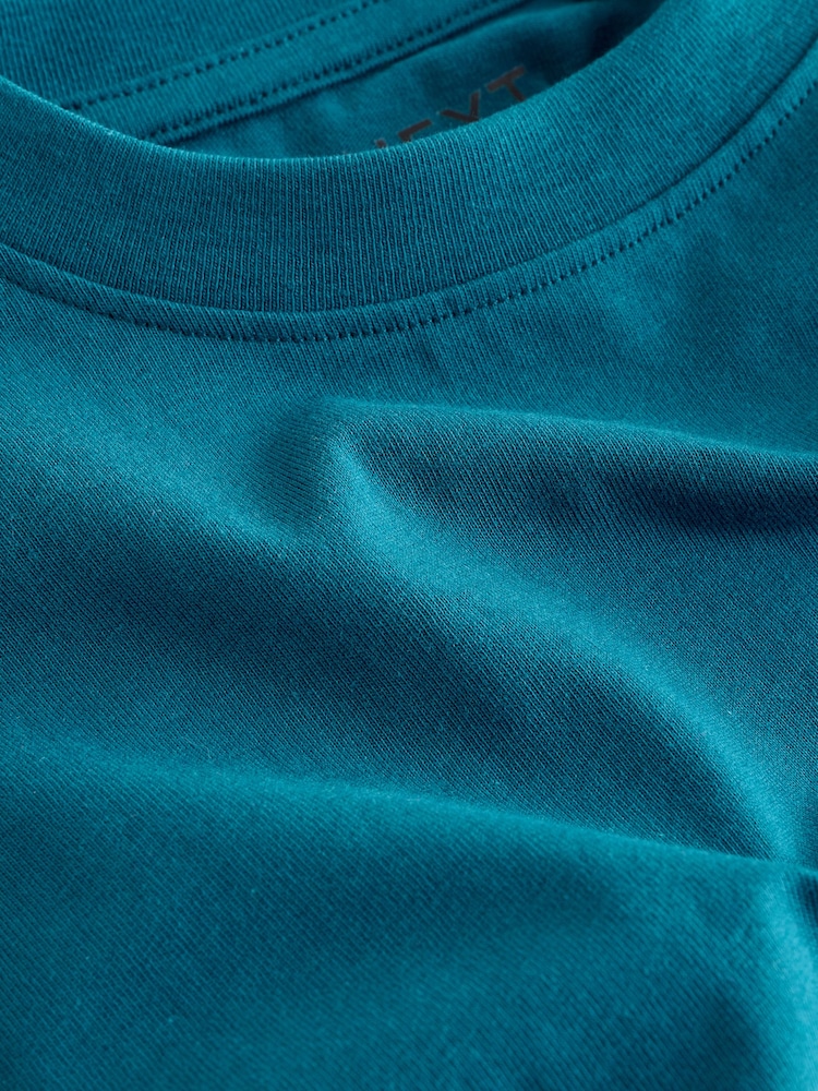 Teal Blue Palm Simple Short Sleeve 100% Cotton T-Shirt (3-16yrs) - Image 4 of 4