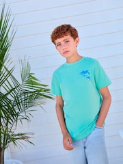Aqua Shark Simple Short Sleeve 100% Cotton T-Shirt (3-16yrs) - Image 1 of 10
