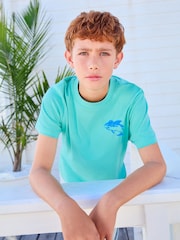 Aqua Shark Simple Short Sleeve 100% Cotton T-Shirt (3-16yrs) - Image 3 of 10