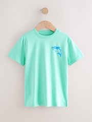 Aqua Shark Simple Short Sleeve 100% Cotton T-Shirt (3-16yrs) - Image 7 of 10