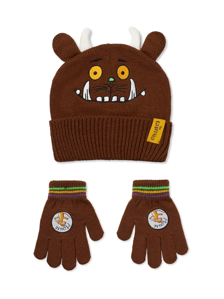 Vanilla Underground Brown Boys Gruffalo Beanie Hat & Gloves Set - Image 2 of 6