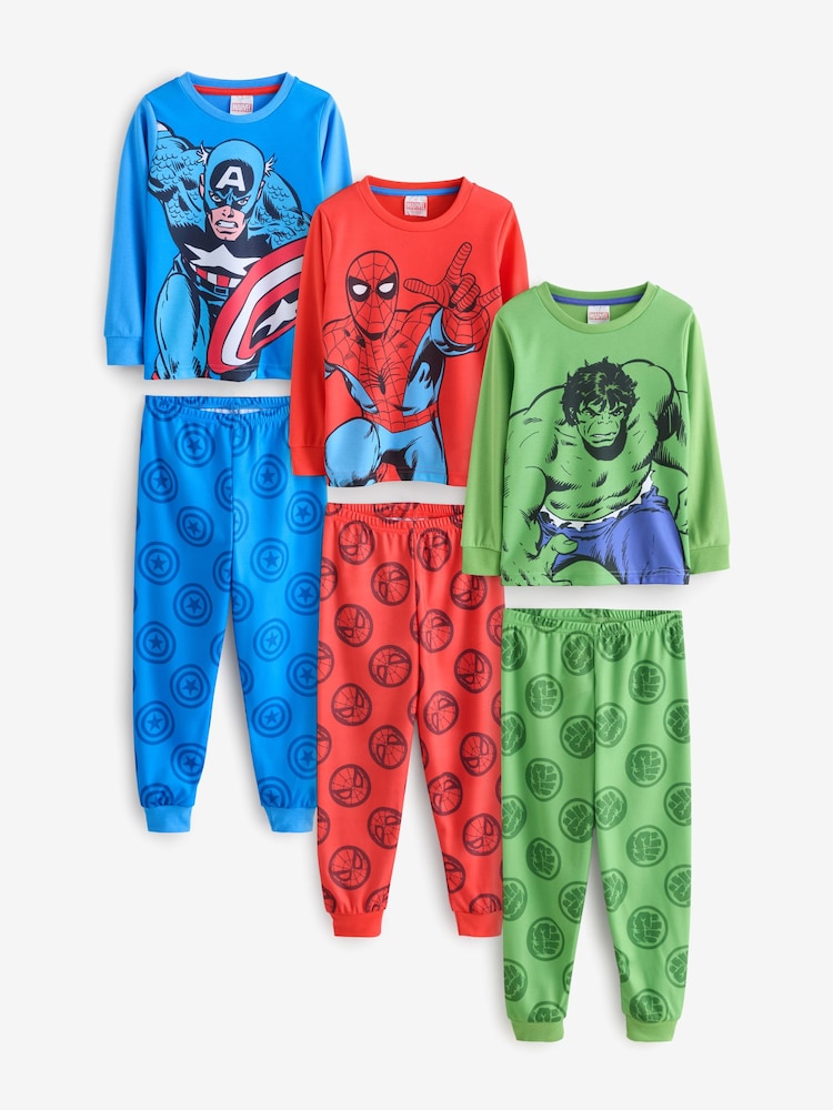 Vanilla Underground Red Marvel Boys Pyjamas 3 Pack - Image 1 of 5