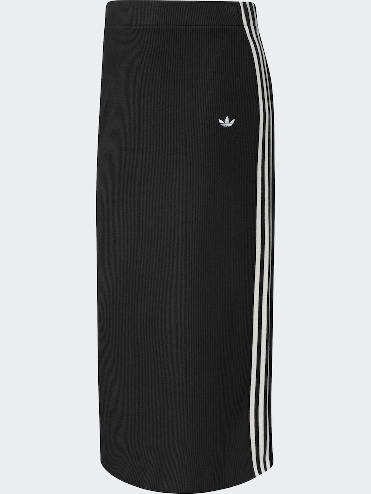 adidas Originals Black Knitted 3-Stripes Pencil Skirt - Image 1 of 2