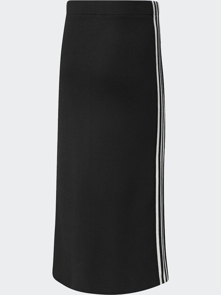 adidas Originals Black Knitted 3-Stripes Pencil Skirt - Image 2 of 2