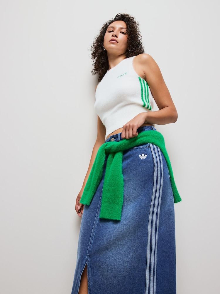 adidas Originals White Fluffy 3-Stripes Vest - Image 2 of 6 adidas Originals White Fluffy 3-Stripes Vest - Image 2 of 6