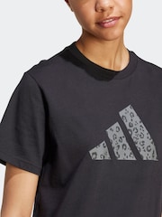 adidas Black Animal Graphic Regular 100% Cotton T-Shirt - Image 4 of 6