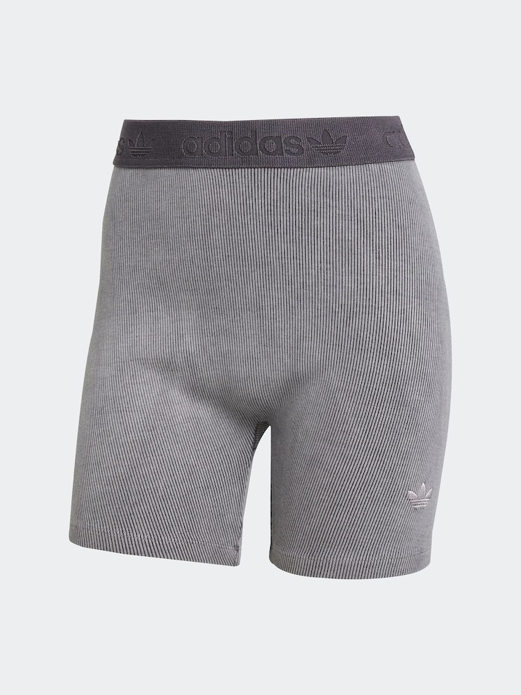 adidas Originals Grey Rib Wash Bike Shorts - Image 1 of 1