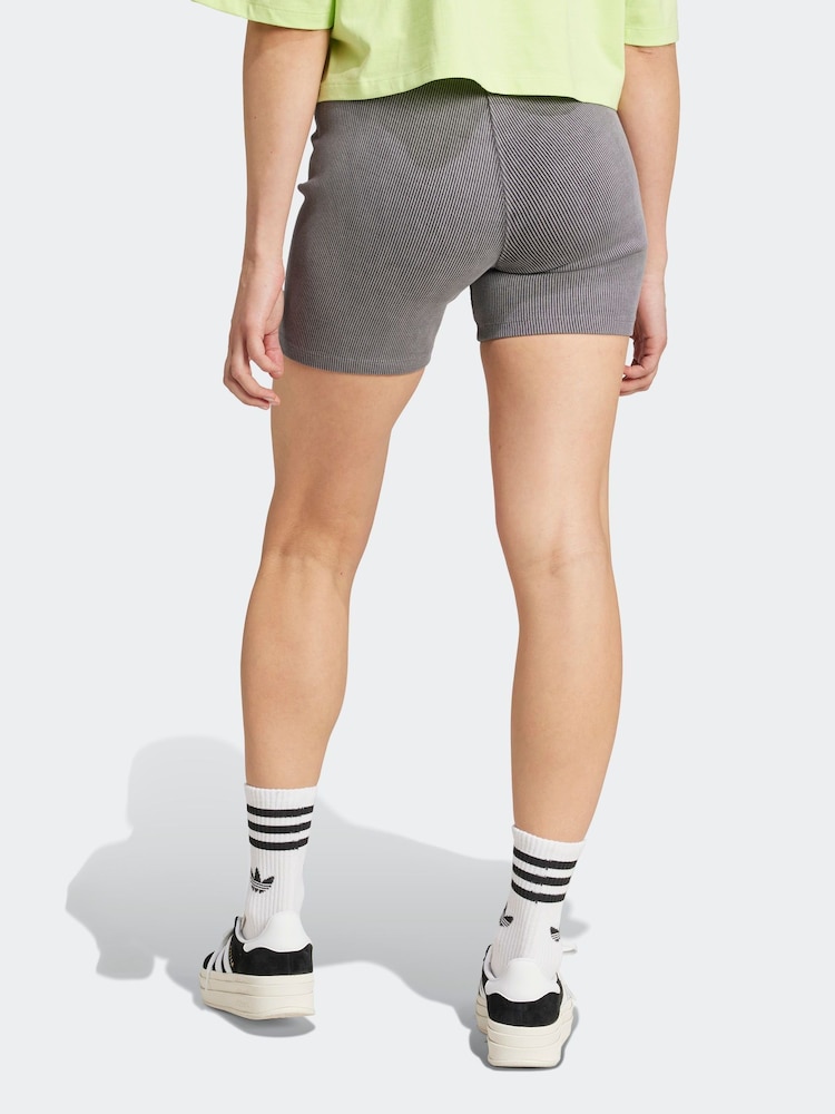 adidas Originals Grey Rib Wash Bike Shorts - Image 2 of 6 adidas Originals Grey Rib Wash Bike Shorts - Image 2 of 6