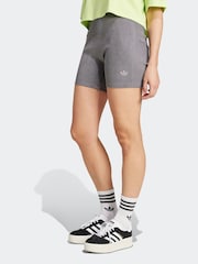 adidas Originals Grey Rib Wash Bike Shorts - Image 4 of 6